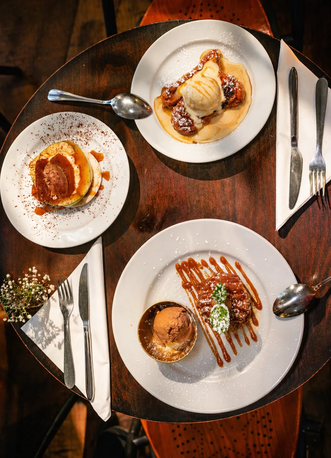 Pancakes, gaufres et glace à partager